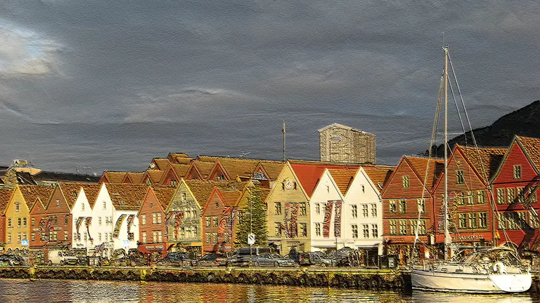 Picture of Bergen, Norway; Bump Map effect